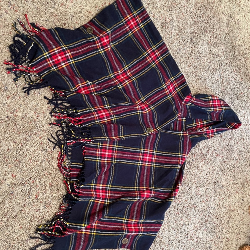Plaid Poncho with hood